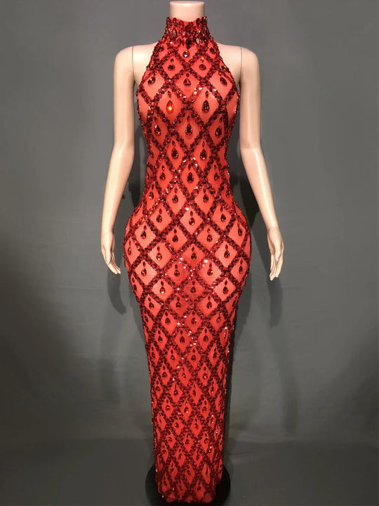 Heidi-Mode | Strass Netz Abend Ballkleid