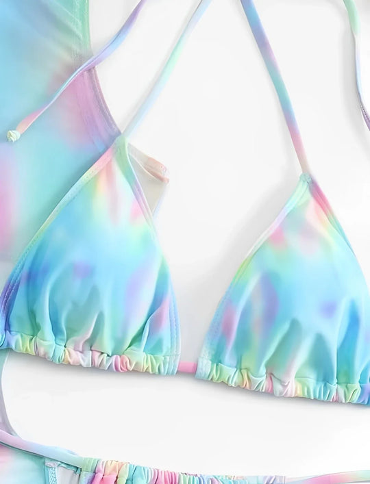 Heidi-Mode | Tie Dye Bikini & Cover up Mini Kleid Satzs