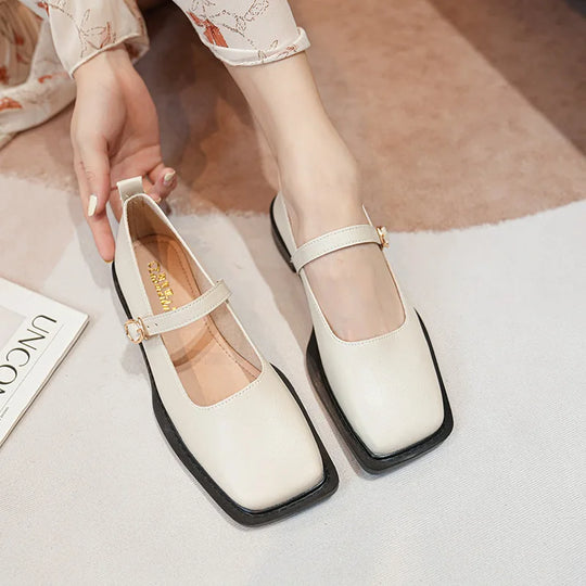 Heidi-Mode | Frühling und Herbst Damen Leder Schuhe Frauen Lässige Schuhe Mode Flache Loafers Britischer Stil Büro und Bankett