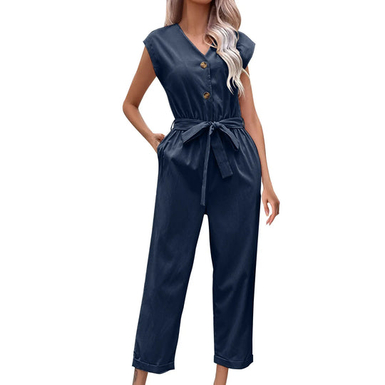 Stilvoller Jumpsuit mit kurzen Ärmeln und verkürzter Hose