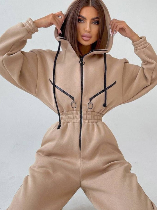 Heidi-Mode | Modischer Onesie mit Kapuze Sweatanzug für Frauen