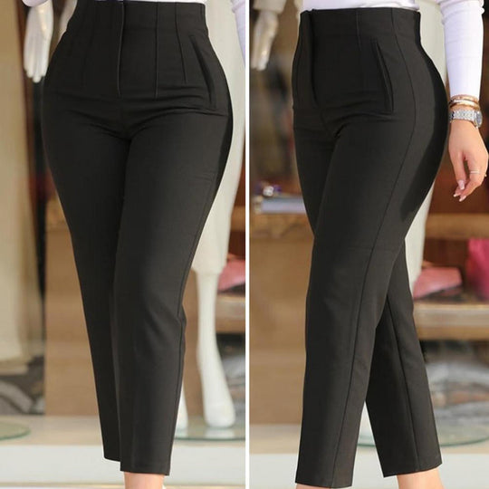 Taillierte Hose mit hoher Taille und Bundfalten