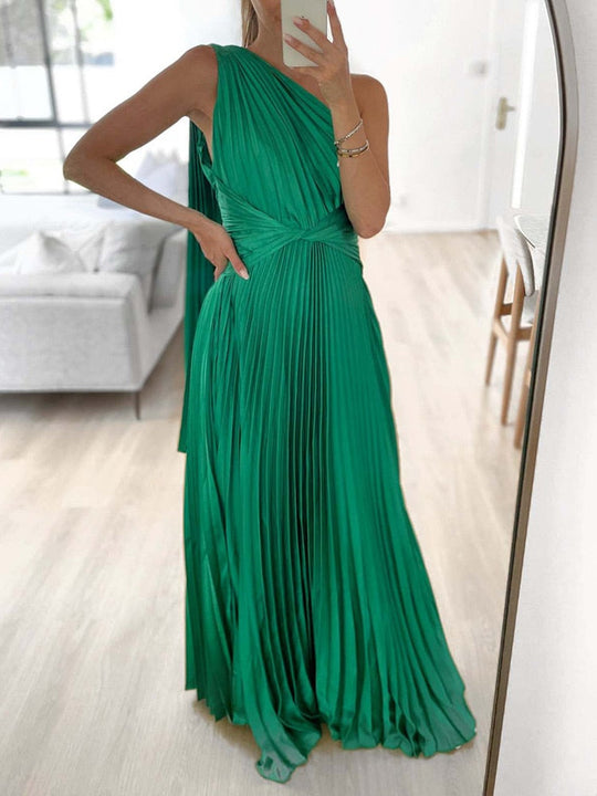 Heidi-Mode | Ein Langarm Falten Backless Maxi Kleid