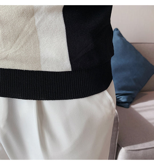 Heidi-Mode | Strick Kontraststreifen Kurzarm Polo Shirts