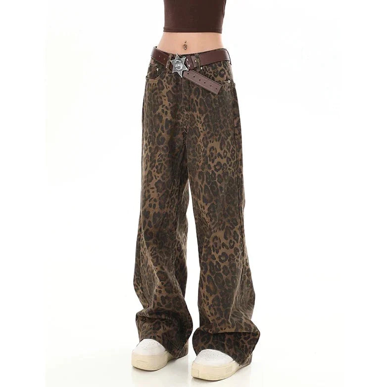 Retro Leopardenmuster-Hose