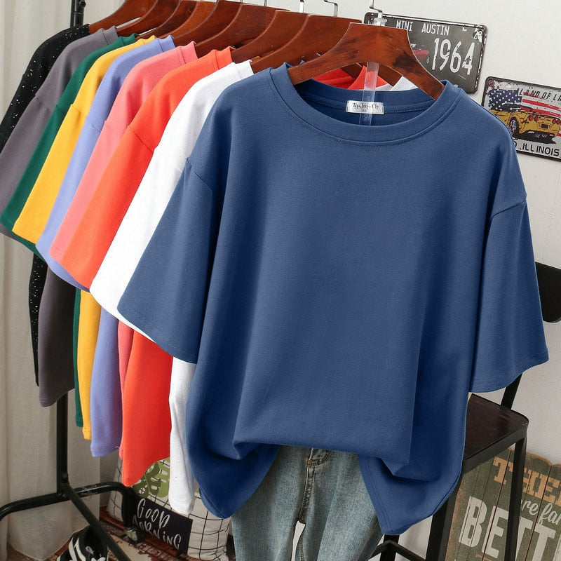 Heidi-Mode | Oversized Baumwoll-Basic-T-Shirt für Damen