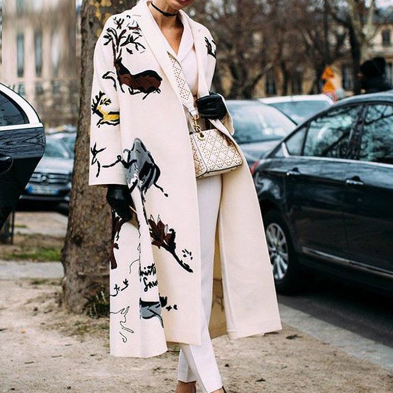 Heidi-Mode | Eleganter Damen Cardigan Langer Mantel Mit Stilvollen Mustern Für Lässige Eleganz