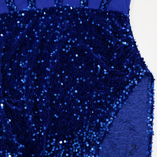 Heidi-Mode | Mesh Korsett Pailletten Hohe Spalte Lange Maxi Kleider
