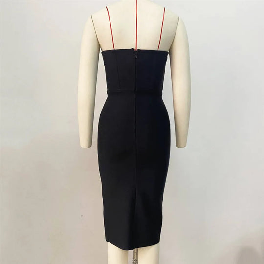 Heidi-Mode | Frauen Sexy Off The Shoulder Herz Diamant Strapless Bodycon Midi Bandage Kleid Nachtclub Fest Feiern Outfit