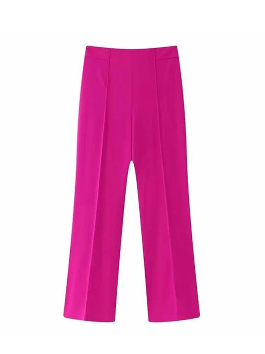 Heidi-Mode | Damen Legere Blaue Jacke Schicker Oberbekleidung Elegante Flared Hosen Lange Ärmel V-Ausschnitt Gürtel Büro Pendler Anzug Set