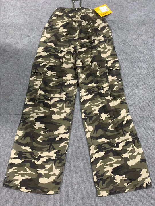 Heidi-Mode | Kleidung Y2K Streetwear Camouflage Baggy Neue Sommer Cargo Hosen für Frauen Breite Beine Freizeit Damen Sweatpants Locker Lange Hosen