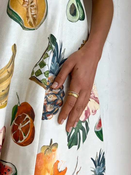 Heidi-Mode | Ferien Strand Stil Obst Maxi Kleider Neu Sommer Trendy und Einzigartig Graffiti Druck Bodycon Vielseitig Kleid für Damen
