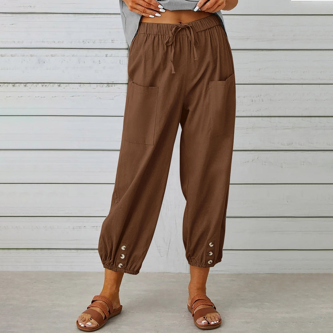 Heidi-Mode | Hosen Damen Leinen Capri Hosen für Entspannten Komfort Lockeren Stil
