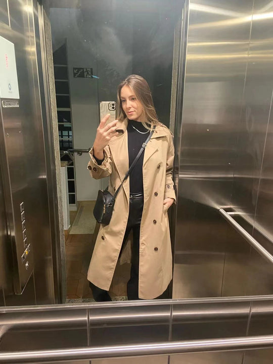 Heidi-Mode | Trenchcoat Damen Oversized Windbreaker, Doppelreihig