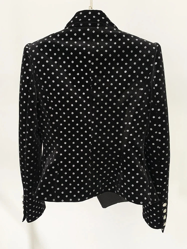 Heidi-Mode | Schimmernde Punktpünktchenmode Samt Blazer
