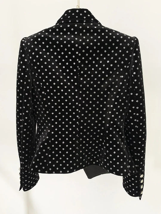Heidi-Mode | Schimmernde Punktpünktchenmode Samt Blazer