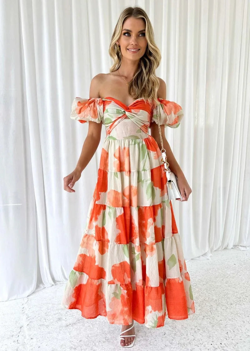Heidi-Mode | Puffärmel Off Shoulder Maxi Kleider