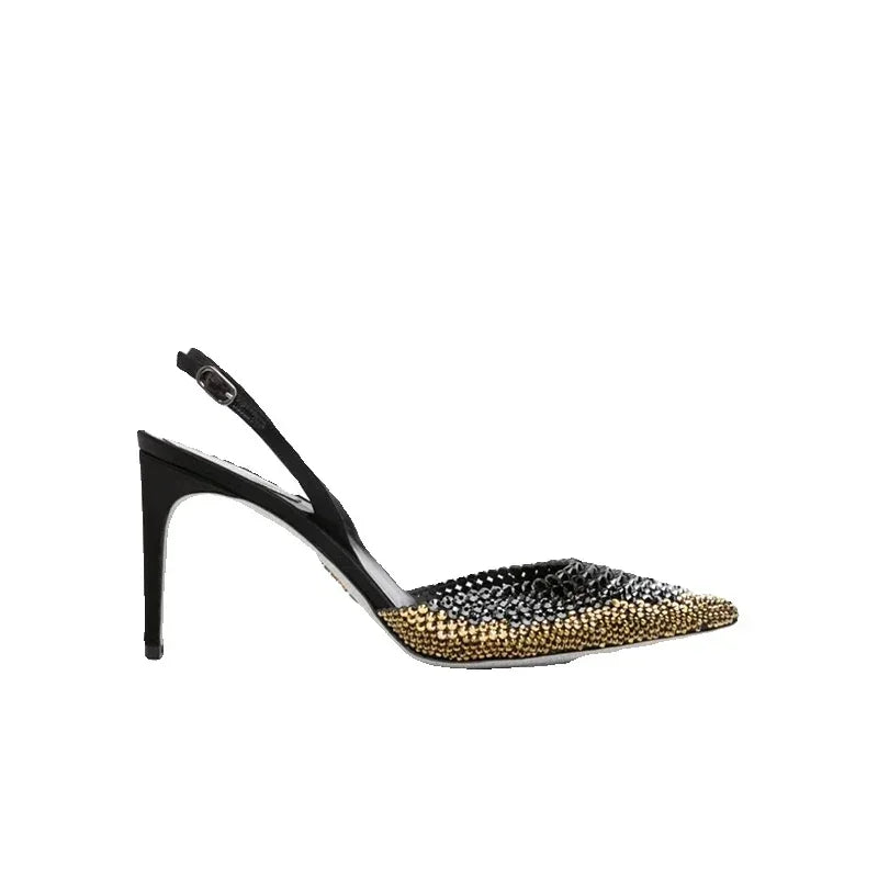Heidi-Mode | Neue Baotou Sandalen Strass-Gradient High Heels Schuhe, Damenmode, Fantastische Temperament Sandalen Abendkleid, Bankett Schuhe