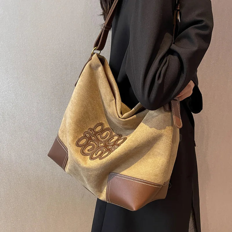 Heidi-Mode | Damen Luxus Marke Messenger Taschen Retro Braun Crossbody Tote Taschen Eimer Clutch Tasche Einkauf Große Kapazität Reisetasche