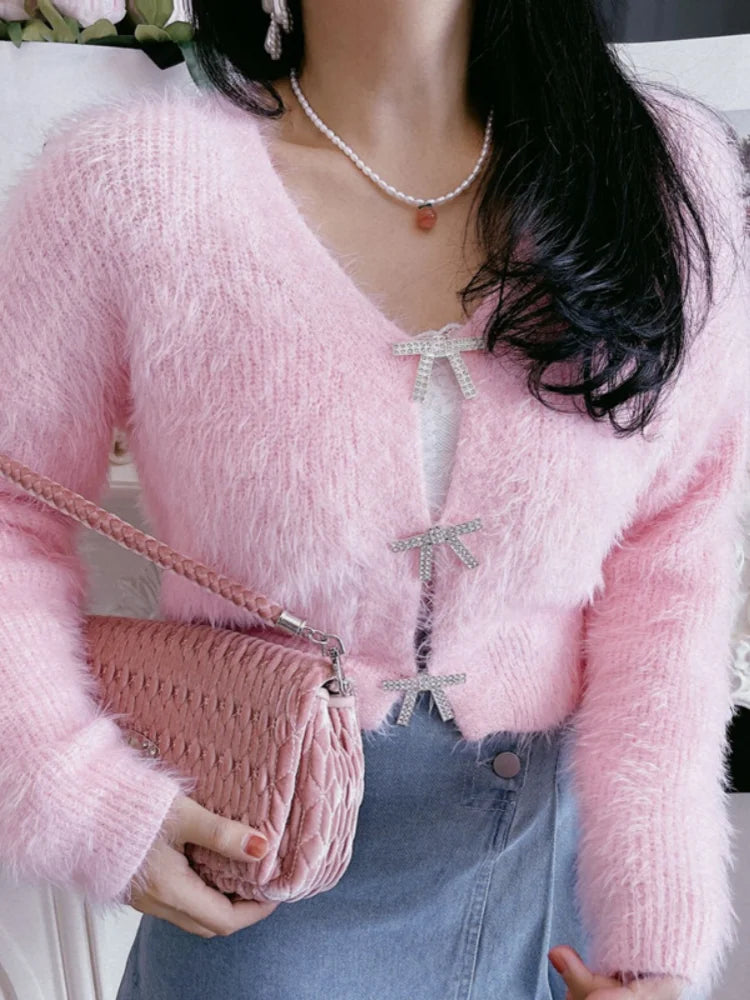Heidi-Mode | Damen Strick-Cardigan In Grün Und Rosa