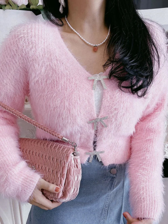 Heidi-Mode | Damen Strick-Cardigan In Grün Und Rosa