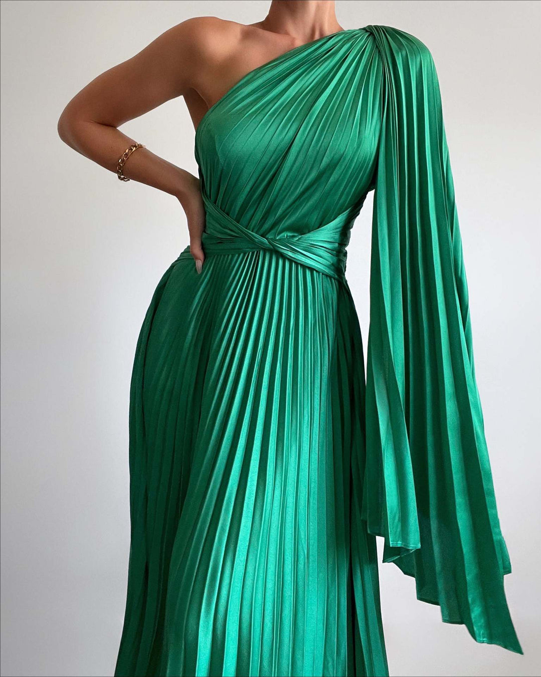 Heidi-Mode | Ein Langarm Falten Backless Maxi Kleid