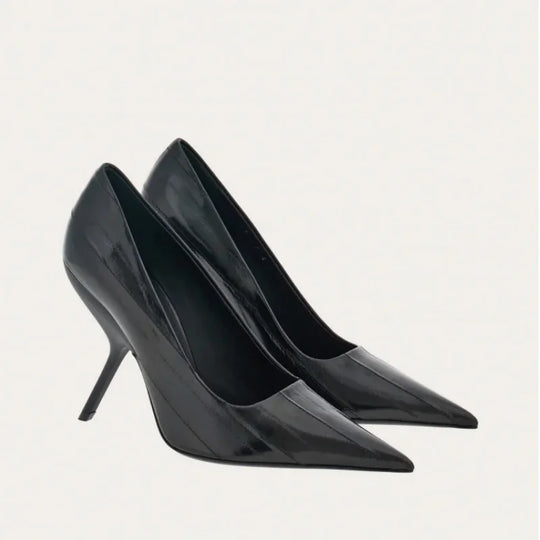 Heidi-Mode | Neuer Stil Damen Hohe Absatzschuhe Lackleder Spitz Toe Einfarbige Nachtclub Party Schuhe Femme Sommer Halb Slippers