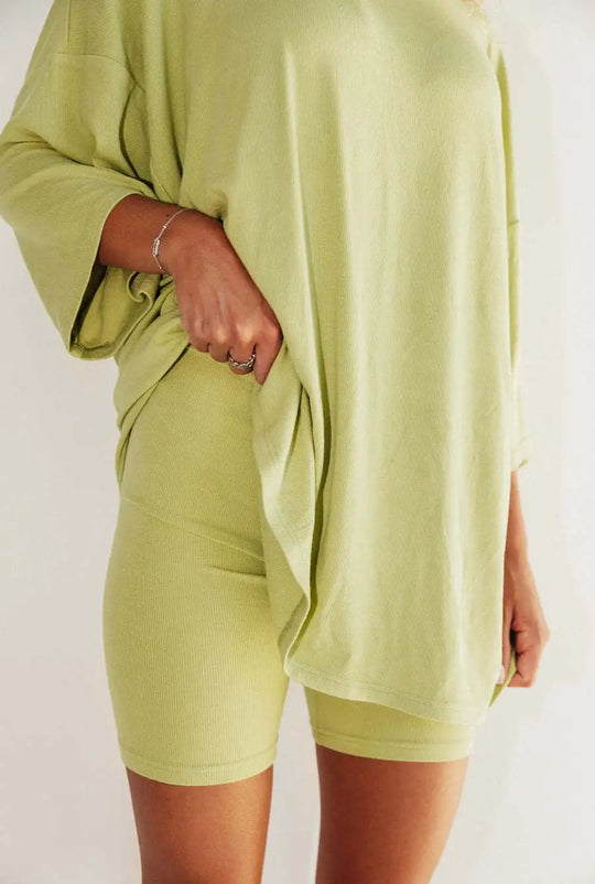 Heidi-Mode | Damen Lounge Set mit Oversized T-Shirt und Biker-Shorts