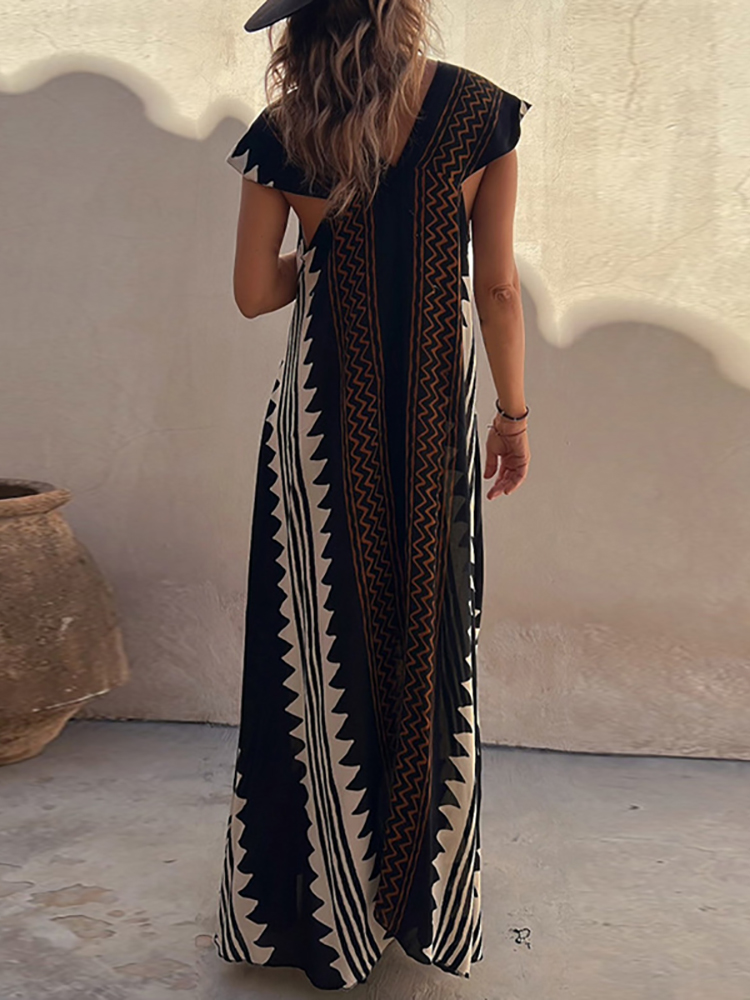 Heidi | Maxi-Strandkleid mit Ethno-Muster (In 7 Farben)