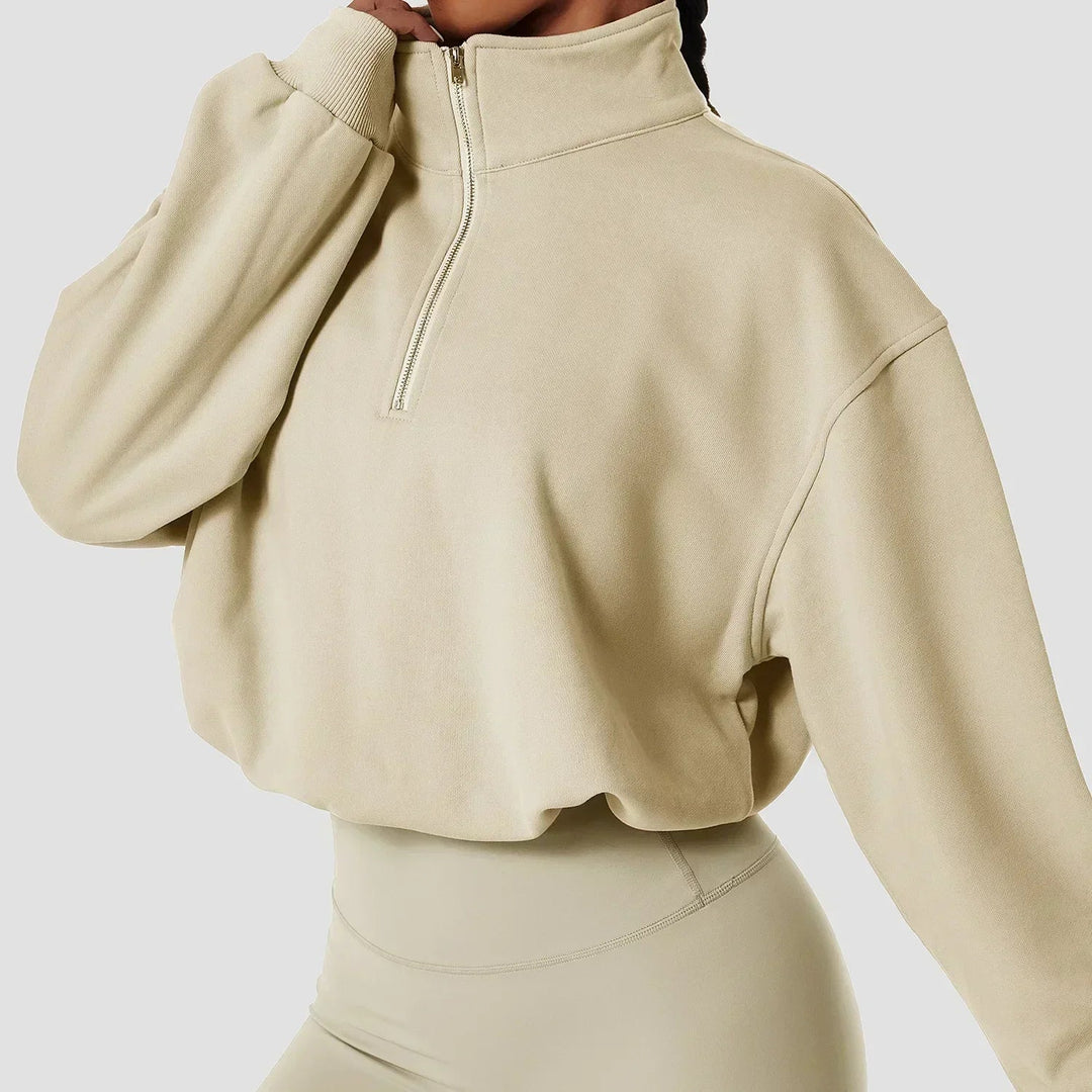 Heidi-Mode | Yoga Pullover Hoher Kragen Fitness Sport Sweatshirt Frauen Lauf Segel Reißverschluss Frauen Lockere Langarm Sweatshirt