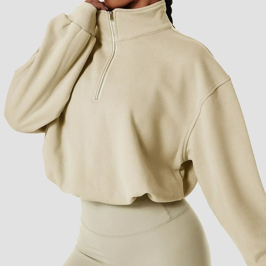 Heidi-Mode | Yoga Pullover Hoher Kragen Fitness Sport Sweatshirt Frauen Lauf Segel Reißverschluss Frauen Lockere Langarm Sweatshirt