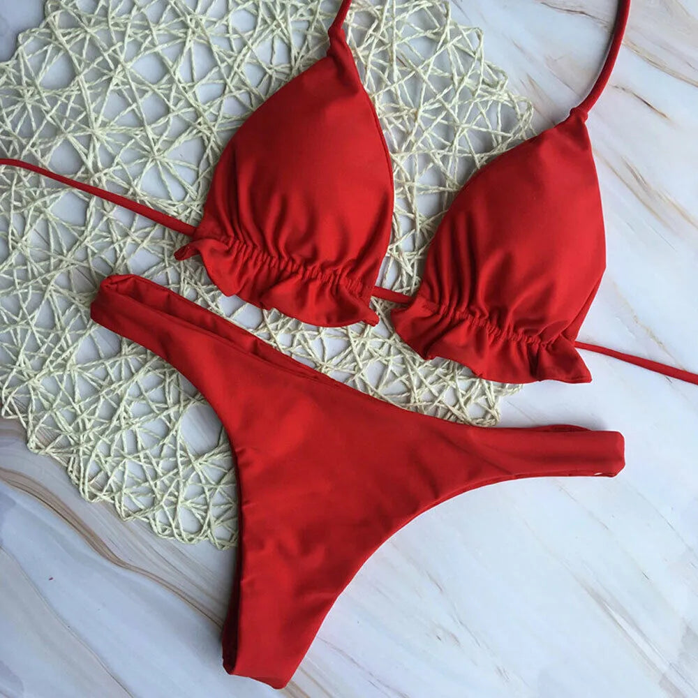 Heidi-Mode | Sommer Frauen Sexy Bandage Brasilianisch Bikini Set Top Tanga Unterteil Set Strand Push Up Badeanzug Damen Schnür Badebekleidung