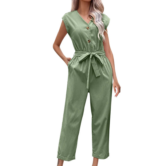 Stilvoller Jumpsuit mit kurzen Ärmeln und verkürzter Hose