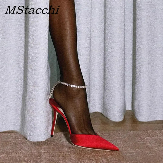 Heidi-Mode | Luxus Rhinestone Ketten Damen Pumps Designer Sandalen Hohe Absätze Sommer Knöchelriemen Fest Schuhe Stern Stil Hochzeit Prom Schuhe