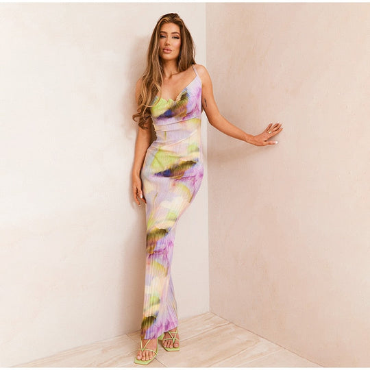 Heidi-Mode | Bedruckte Gefaltete Sling Sommerkleider