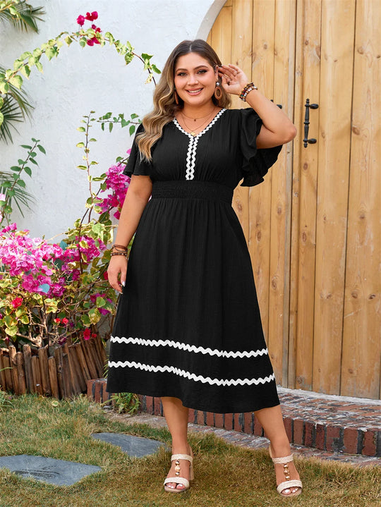 Kleid | Schwarzes Damen-Sommerkleid in Übergröße