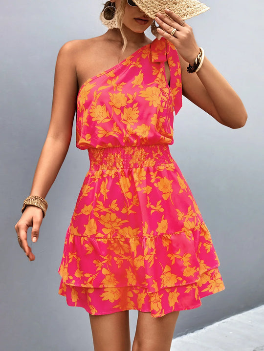 Heidi-Mode | Neue Damen Maxi Mini Kleid mit Schräge Schulterpartie Von Tridos De Tricô