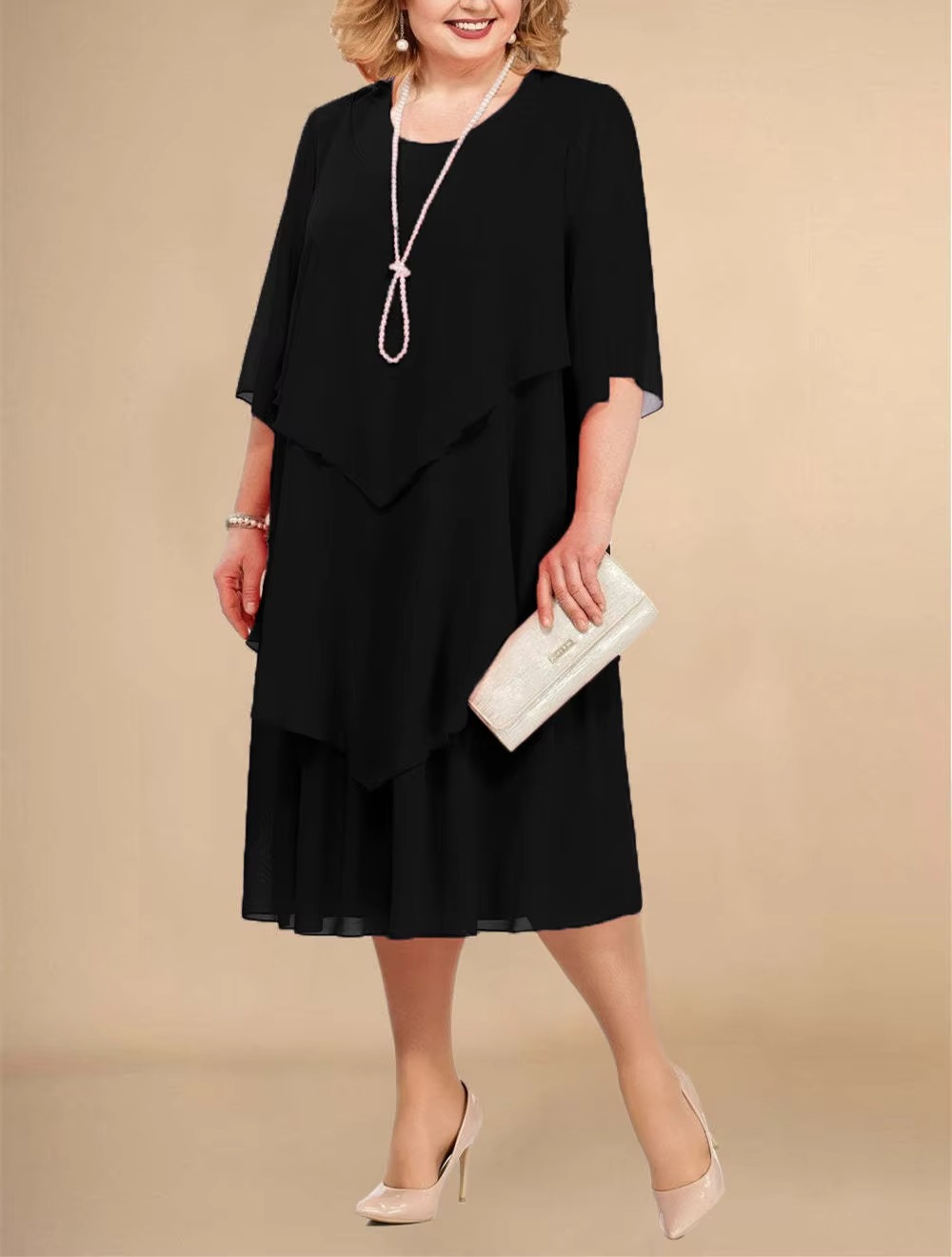 Heidi-Mode | Elegantes Chiffonkleid mit Lagen-Look