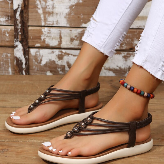 Heidi-Mode | PU-Braid Ball Flache Sandalen