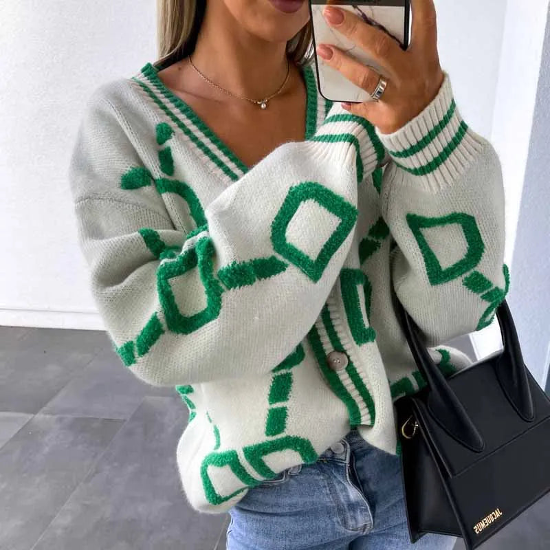 Heidi-Mode | Geometrisch Gemusterte Strickjacke