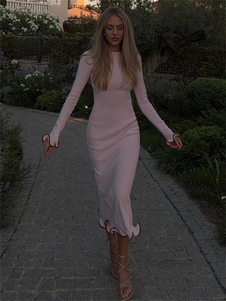 Heidi-Mode | Rüsch High Waist Strick Mini Kleid