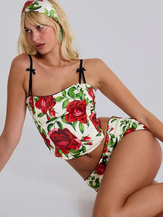Heidi-Mode | Floral Top und Skinny Shorts Set