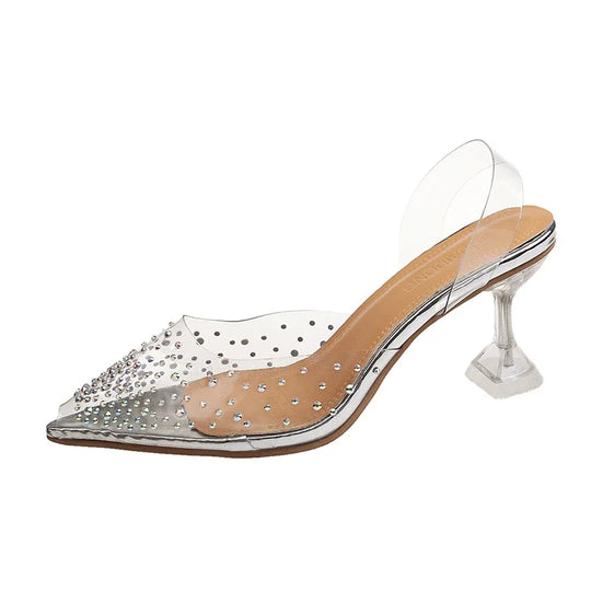 Heidi-Mode | Mode Frauen Schuhe Sommer Transparent Rhinestone Stiletto Sandalen Kristallschuhe Frauen Hochhackige Große Größen