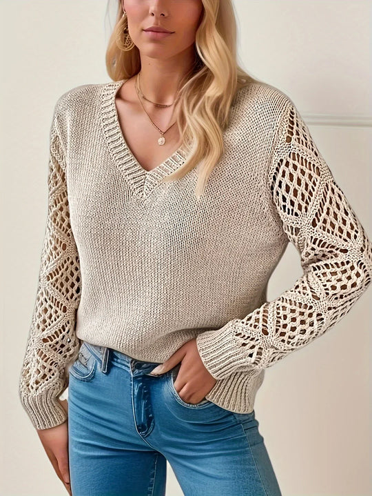HeidiMode | Solid V-Ausschnitt Strickpullover