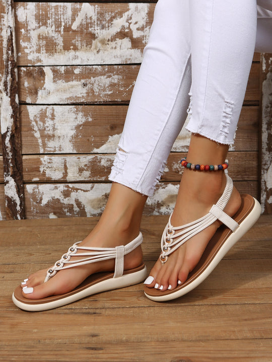 Heidi-Mode | PU-Braid Ball Flache Sandalen