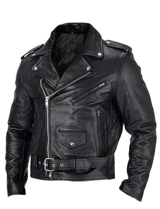 Heidi-Mode | Lederjacke für Herren Slim Fit Stehkragen Winddichte Motorradjacke