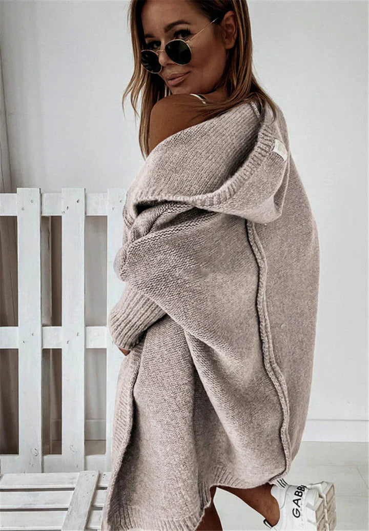 Heidi-Mode | Superweiche Gestrickte Strickjacke mit Taschen und Kapuze für Damen