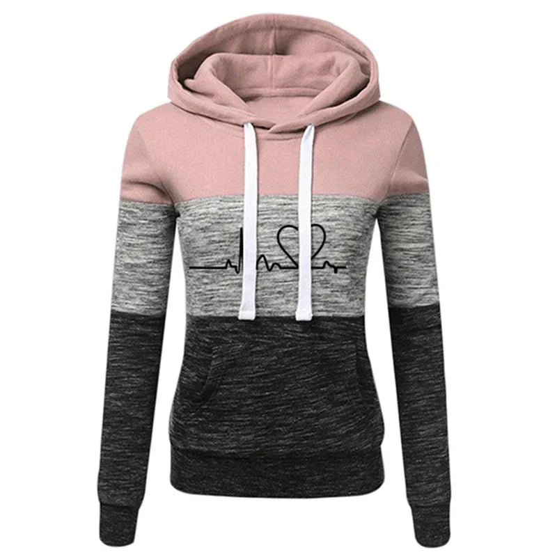 Heidi-Mode | Sweat À Capuche Schnitt Slim Mit Herz Und Beat Druck Für Frauen
