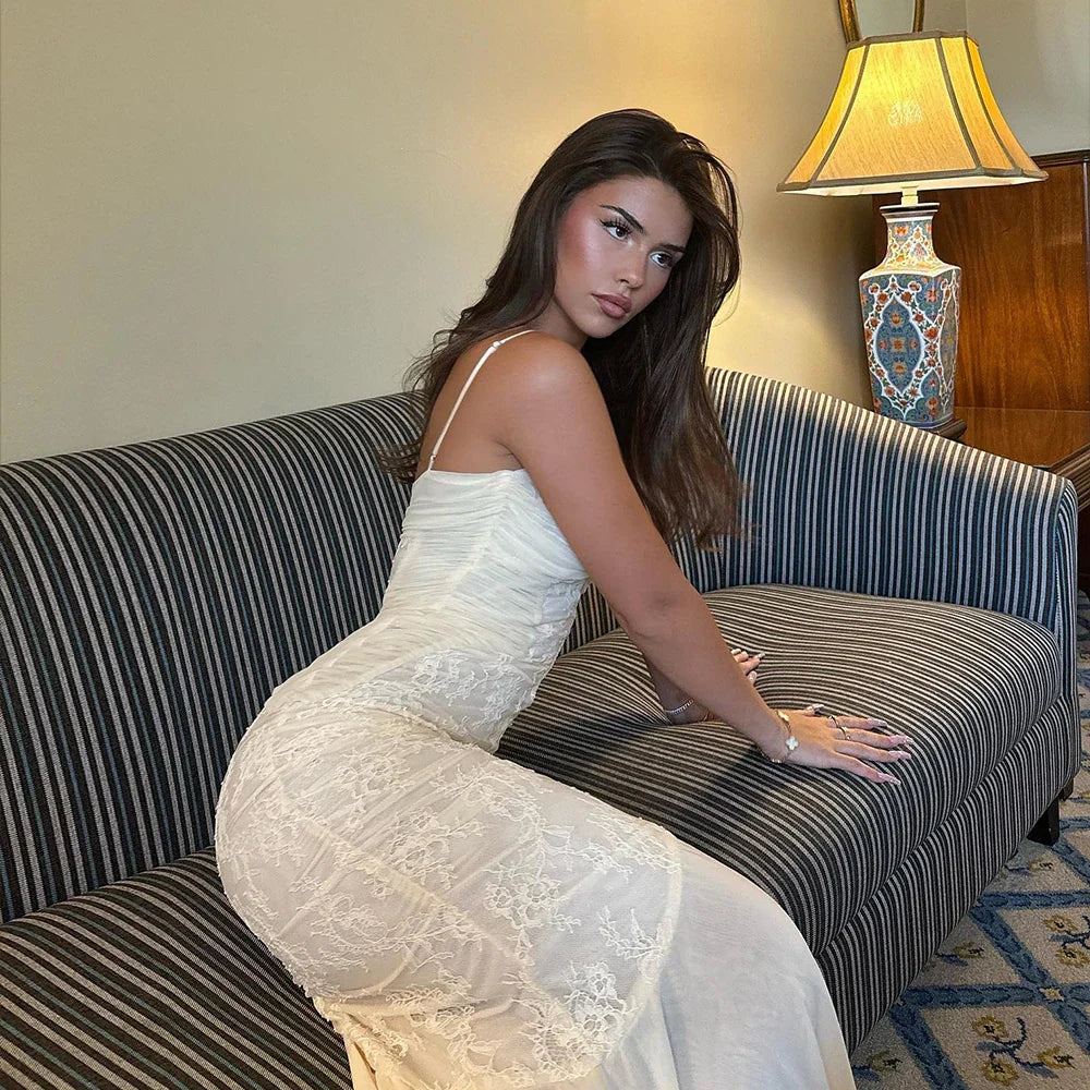 Heidi-Mode | Sommer Elegant Maxi Kleid Neue Ankünfte Spaghetti Träger Hochzeit Gast Kleid Lang Bodycon Festkleider Frauen