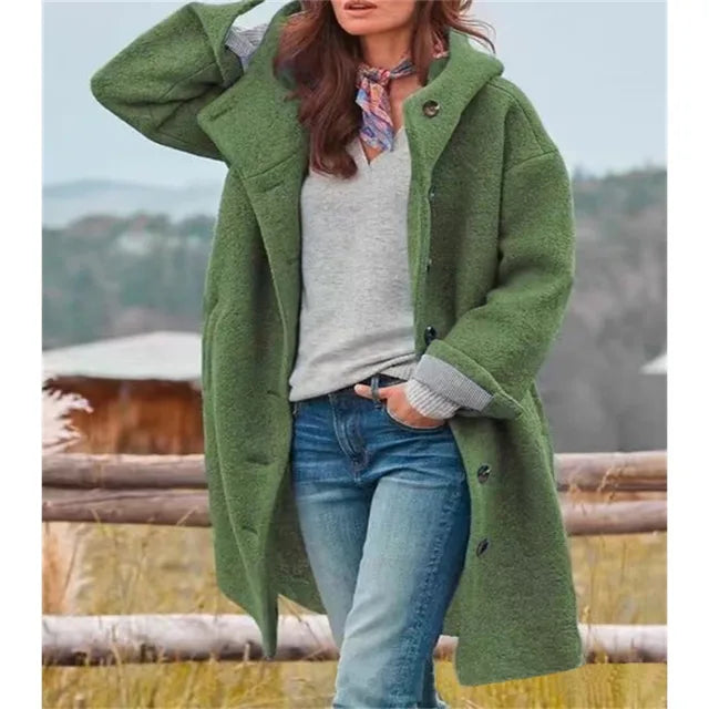 Heidi-Mode | Übergröße Bouclé-Jacke Mit Knopfverschluss